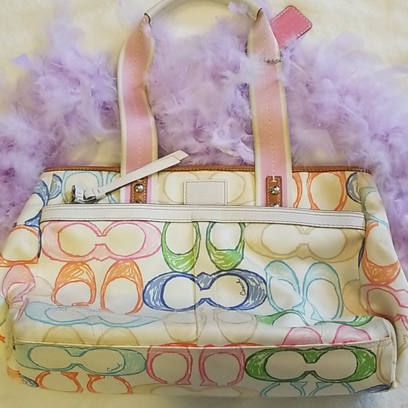 Coach Handbags - Coach Logo Signature C Print Multicolor Purse